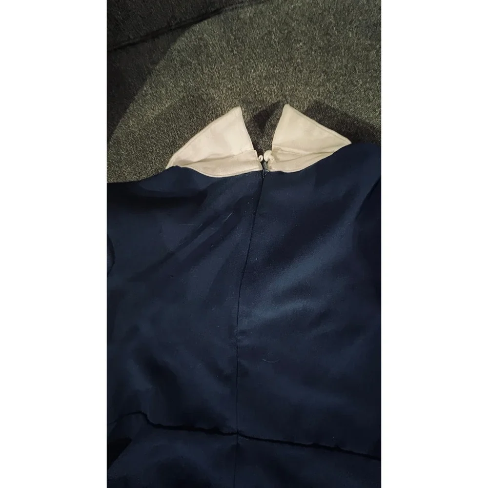 Sunny Fashion Sailor Dress Kids Size 6 Navy Blue Scalloped Hem Tie Detail